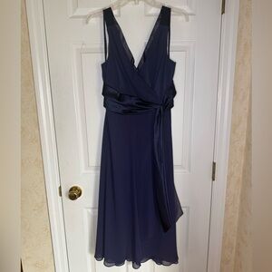 Evan Picone Navy Formal V-Neck Dress